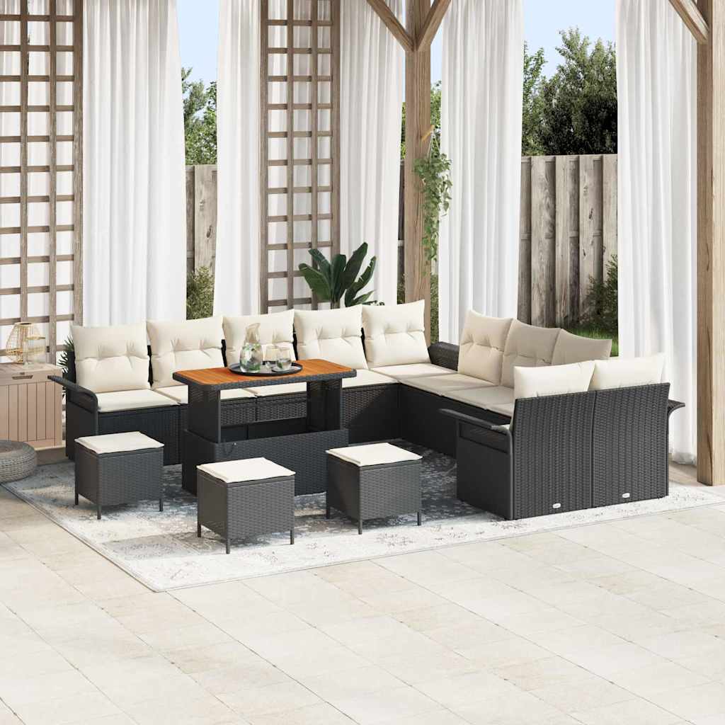 Garten-Sofa-Set 14 stk. 13-Sitzanzahl Schwarz und Creme