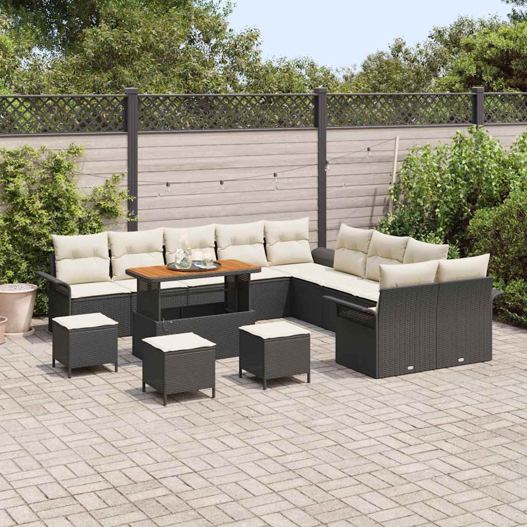 Garten-Sofa-Set 14 stk. 13-Sitzanzahl Schwarz und Creme
