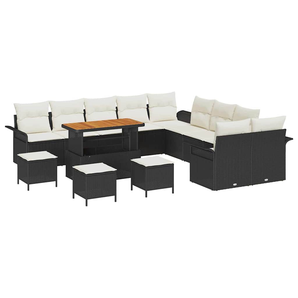 Garten-Sofa-Set 14 stk. 13-Sitzanzahl Schwarz und Creme