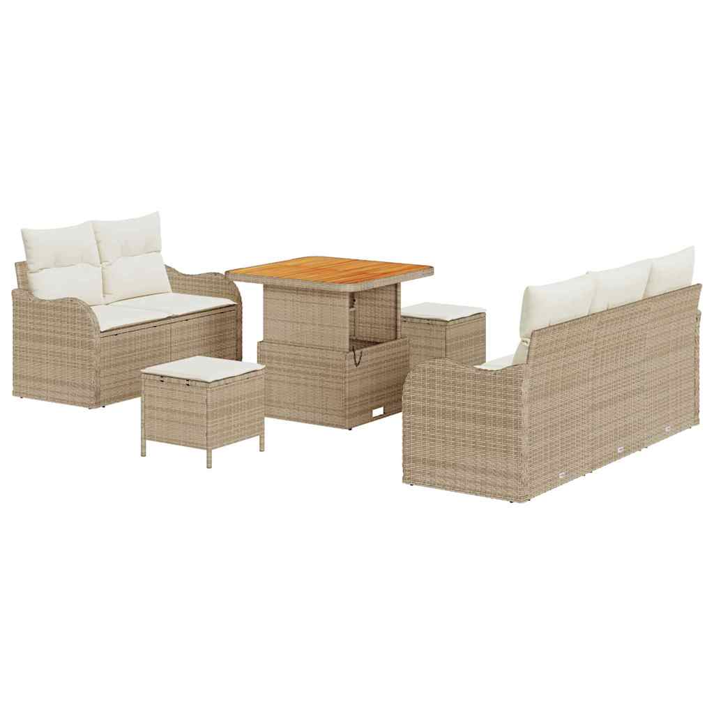 Garten-Sofa-Set 8 Stk. 7-Sitzanzahl Beige