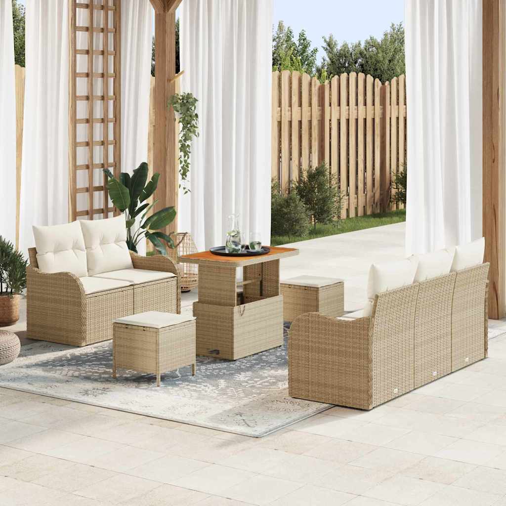 Garten-Sofa-Set 8 Stk. 7-Sitzanzahl Beige