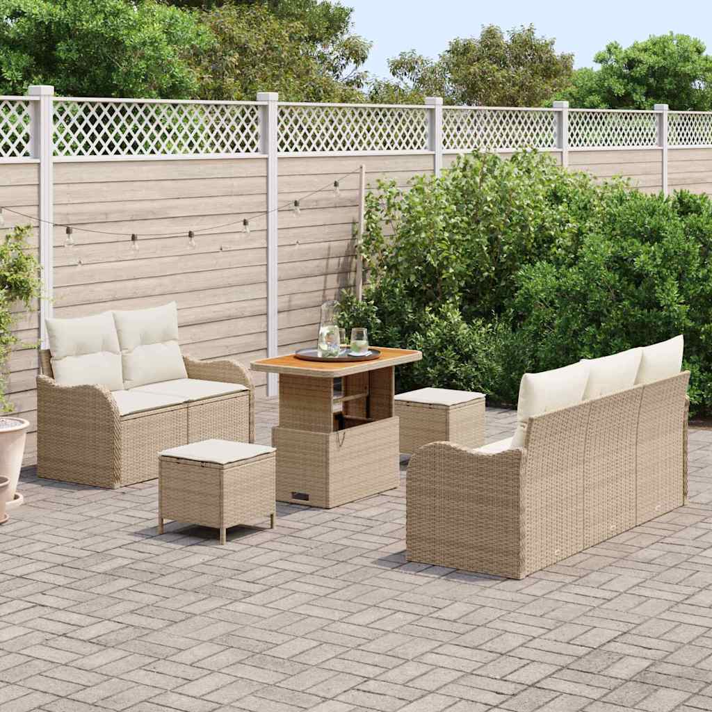 Garten-Sofa-Set 8 Stk. 7-Sitzanzahl Beige