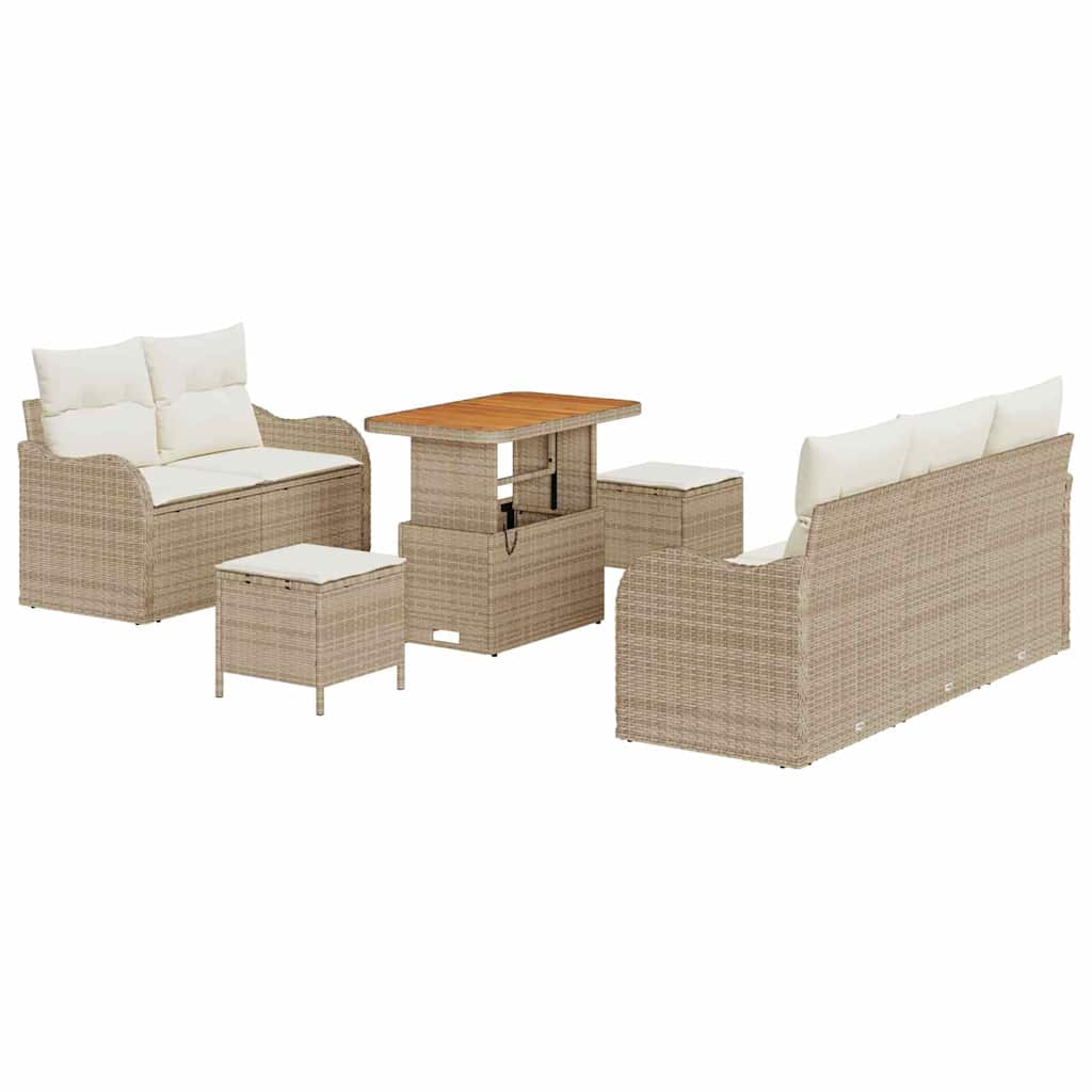 Garten-Sofa-Set 8 Stk. 7-Sitzanzahl Beige
