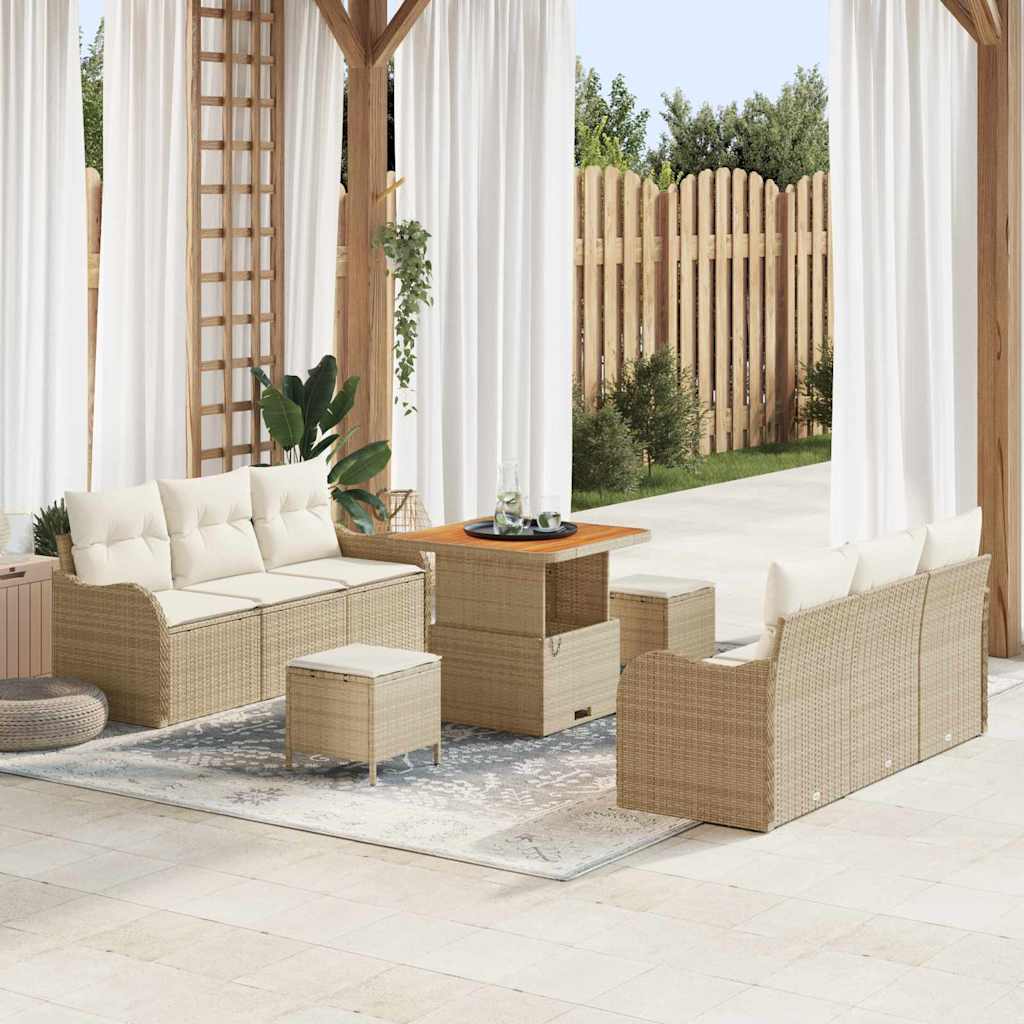 Garten-Sofa-Set 9 stk. 8-Sitzanzahl Beige und Creme