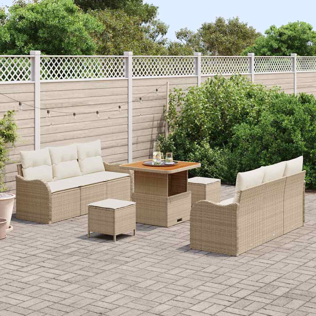 Garten-Sofa-Set 9 stk. 8-Sitzanzahl Beige und Creme
