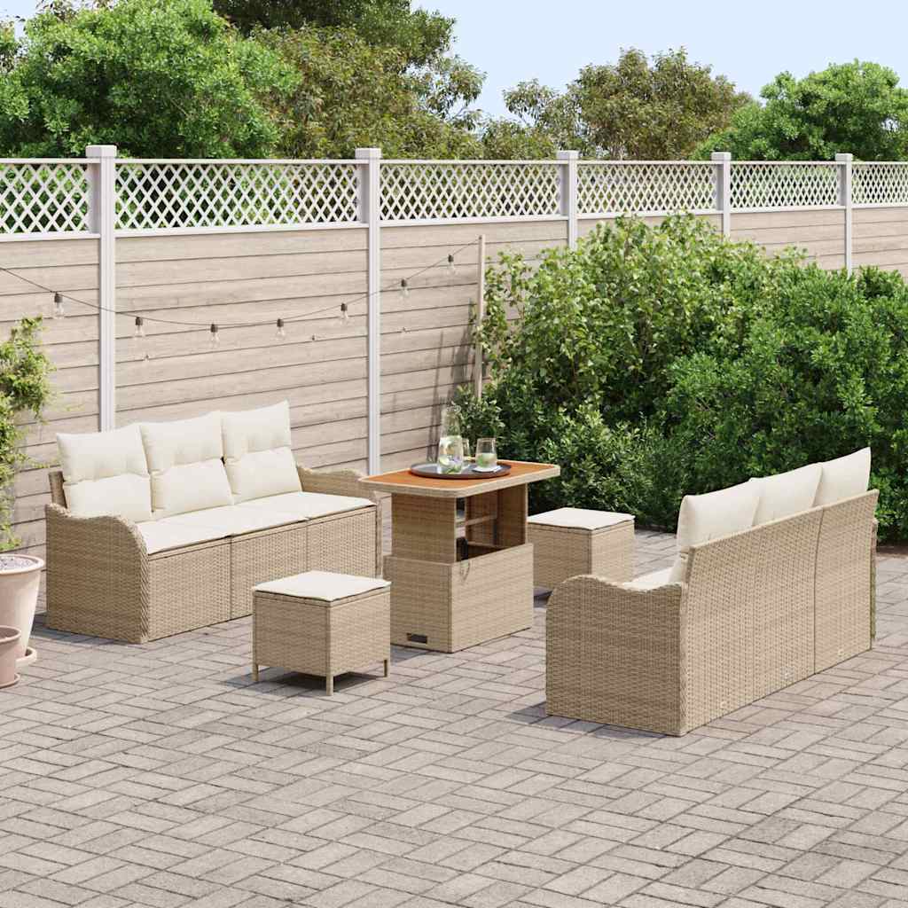 Garten-Sofa-Set 9 stk. 8-Sitzanzahl Beige und Creme