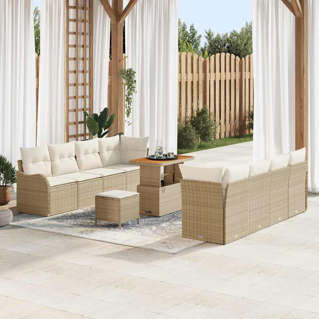 Garten-Sofa-Set 11 stk. 10-Sitzanzahl Beige und Creme