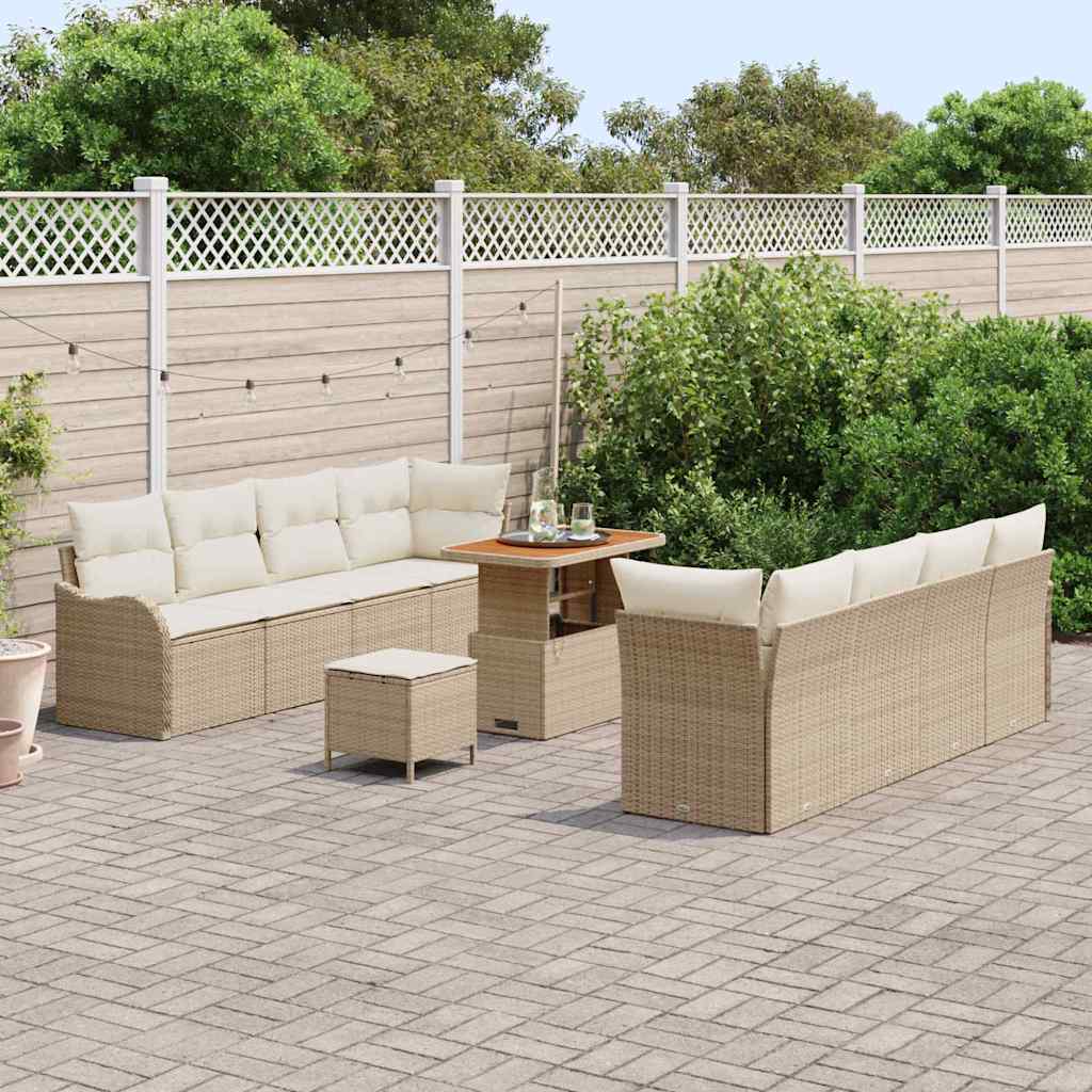 Garten-Sofa-Set 11 stk. 10-Sitzanzahl Beige und Creme