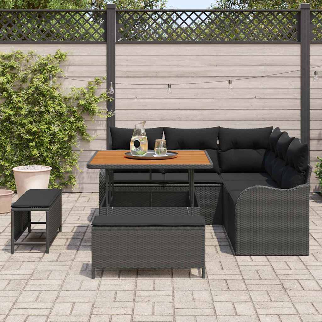 Garten-Sofa-Set 8 stk. 7-Sitzanzahl Schwarz