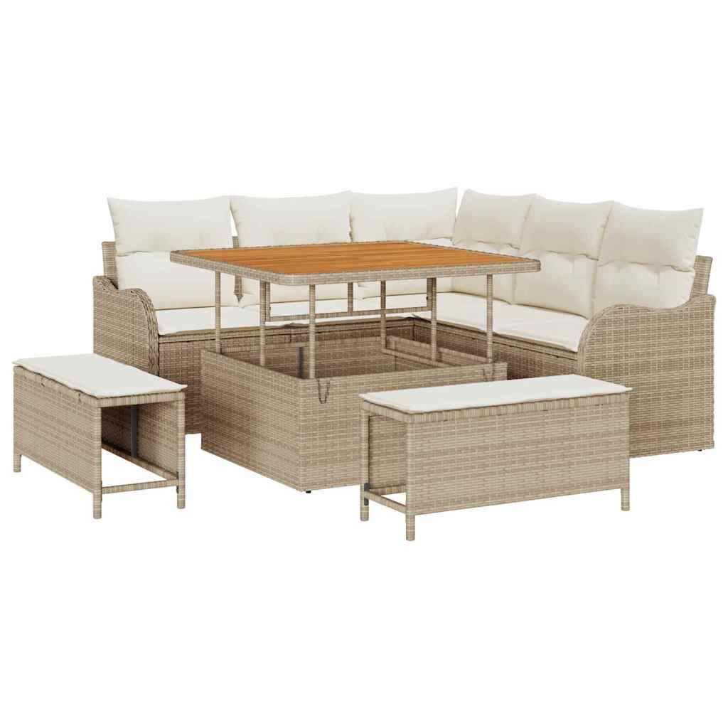 Garten-Sofa-Set 8 Stk. 7-Sitzanzahl Beige