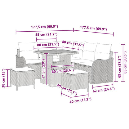 Garten-Sofa-Set 8 Stk. 7-Sitzanzahl Beige