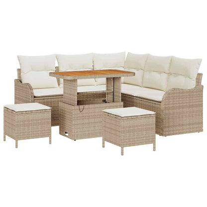 Garten-Sofa-Set 8 Stk. 7-Sitzanzahl Beige
