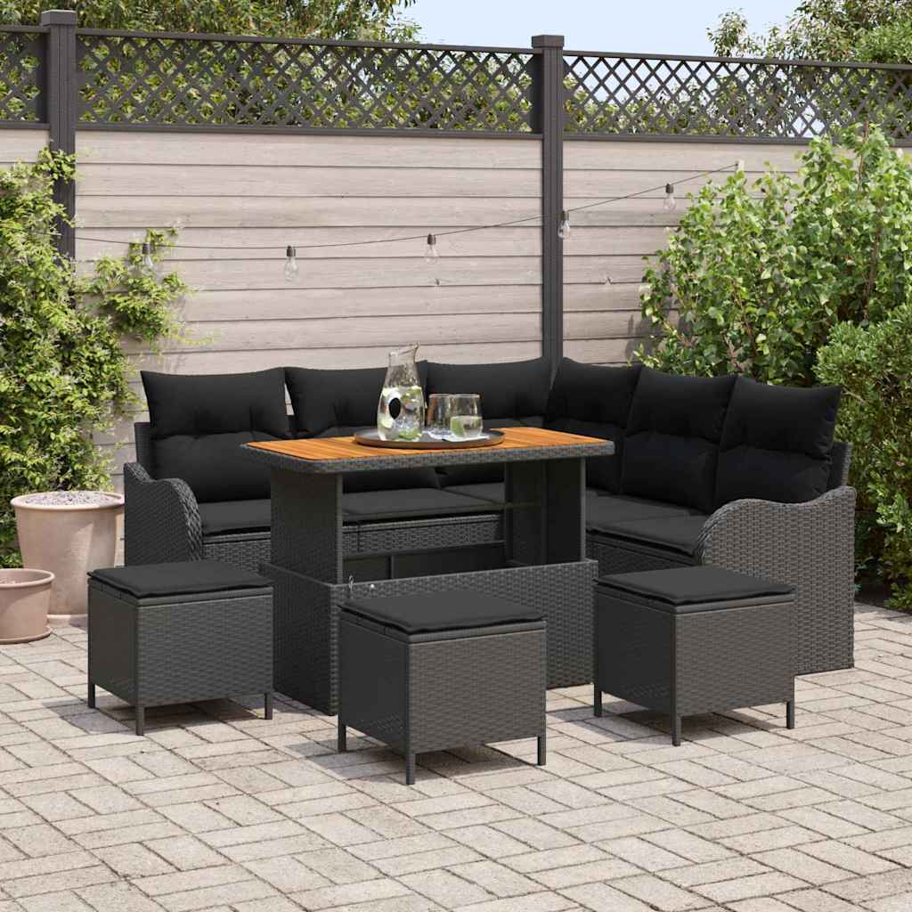Garten-Sofa-Set 9 stk. 8-Sitzanzahl Schwarz