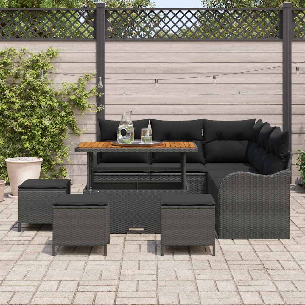 Garten-Sofa-Set 9 stk. 8-Sitzanzahl Schwarz