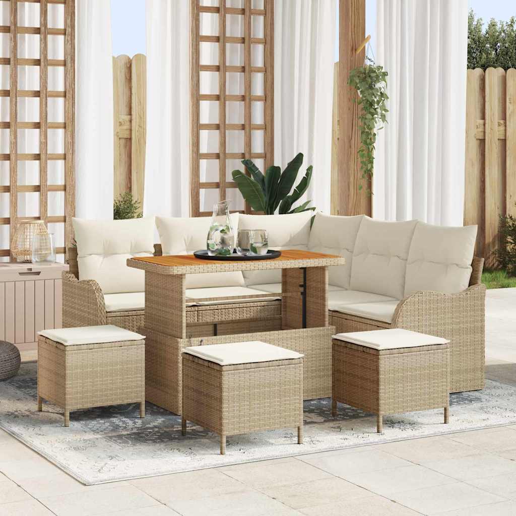 Garten-Sofa-Set 9 Stk. 8-Sitzanzahl Beige
