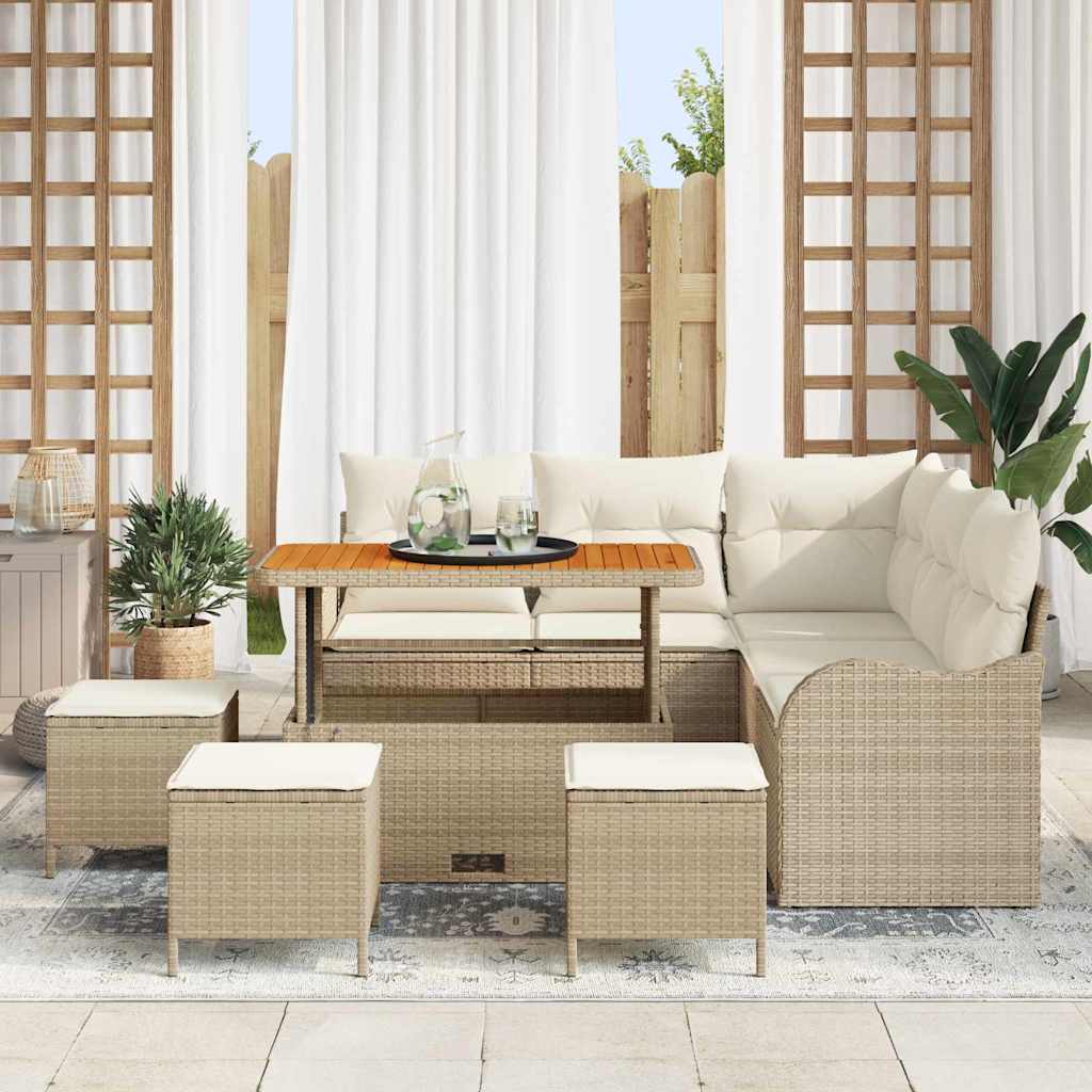 Garten-Sofa-Set 9 Stk. 8-Sitzanzahl Beige