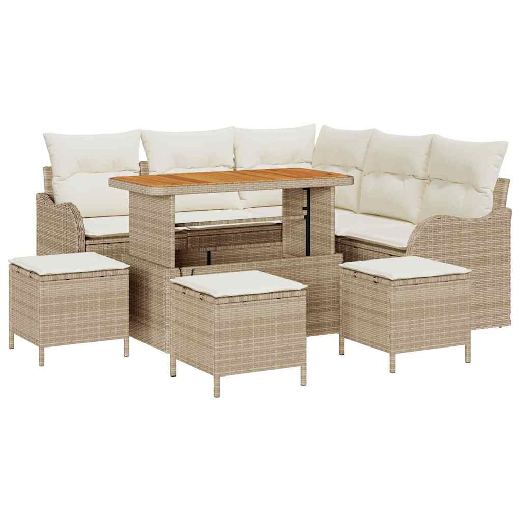 Garten-Sofa-Set 9 Stk. 8-Sitzanzahl Beige