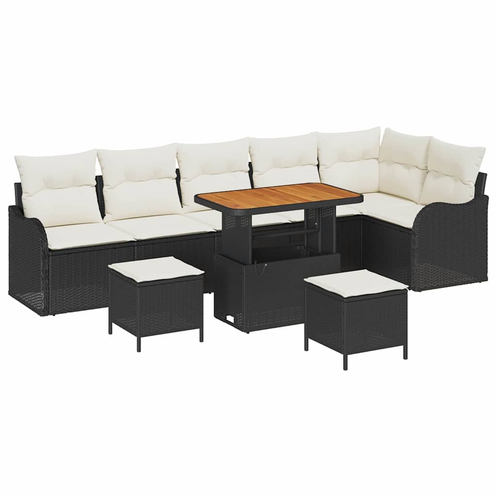 Garten-Sofa-Set 9 stk. 8-Sitzanzahl Schwarz und Creme