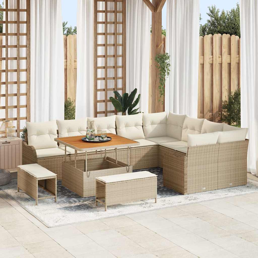 Garten-Sofa-Set 12 Stk. 11-Sitzanzahl Beige