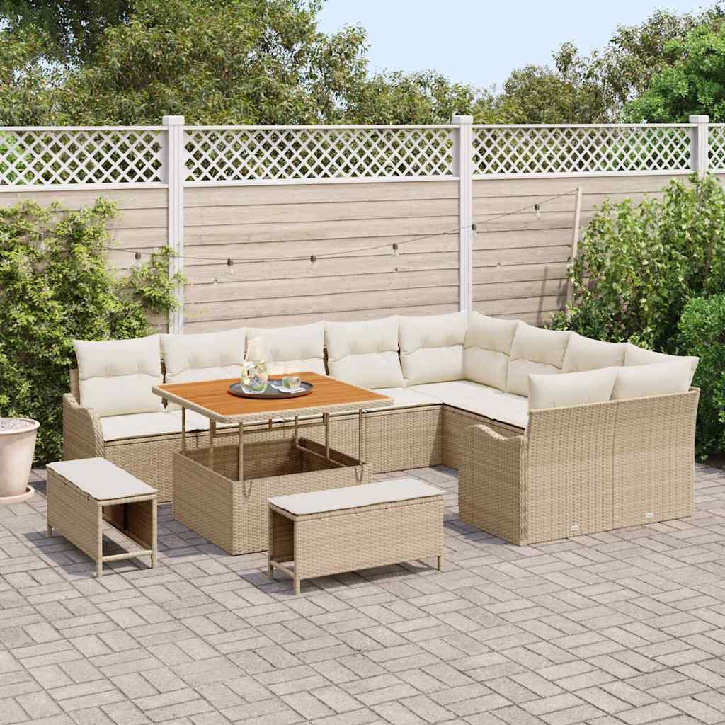 Garten-Sofa-Set 12 Stk. 11-Sitzanzahl Beige