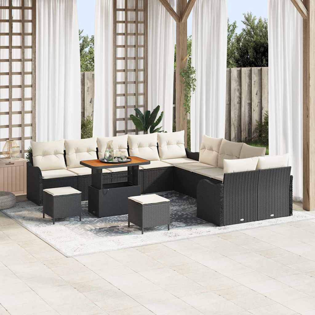 Garten-Sofa-Set 13 stk. 12-Sitzanzahl Schwarz und Creme