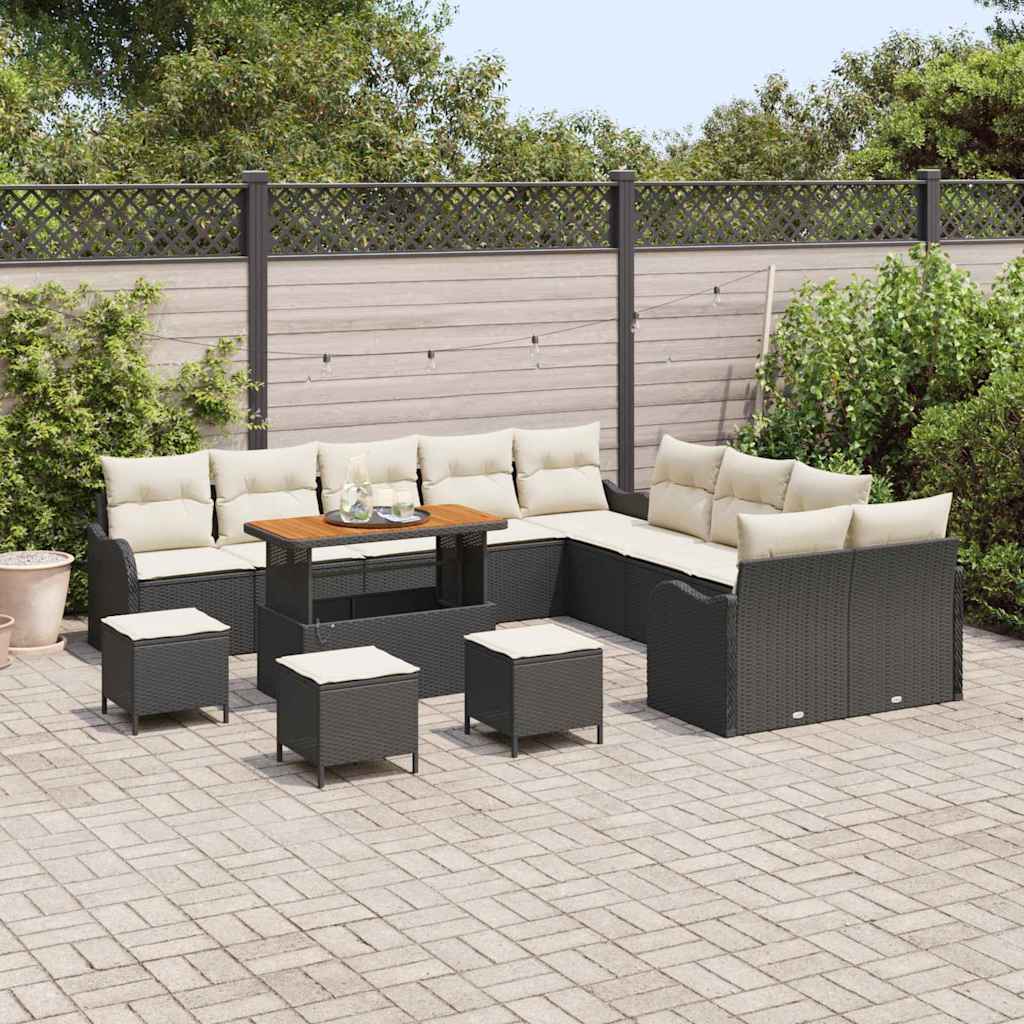 Garten-Sofa-Set 14 stk. 13-Sitzanzahl Schwarz und Creme