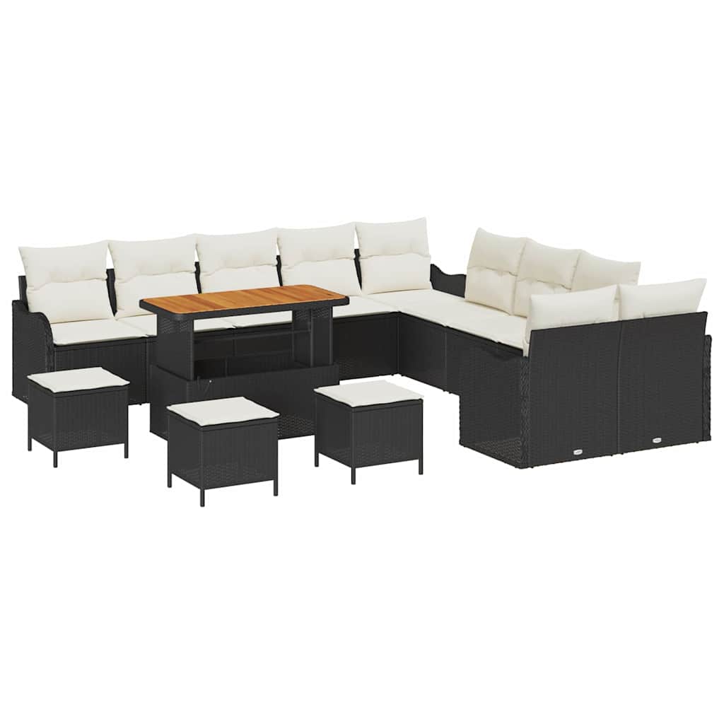 Garten-Sofa-Set 14 stk. 13-Sitzanzahl Schwarz und Creme