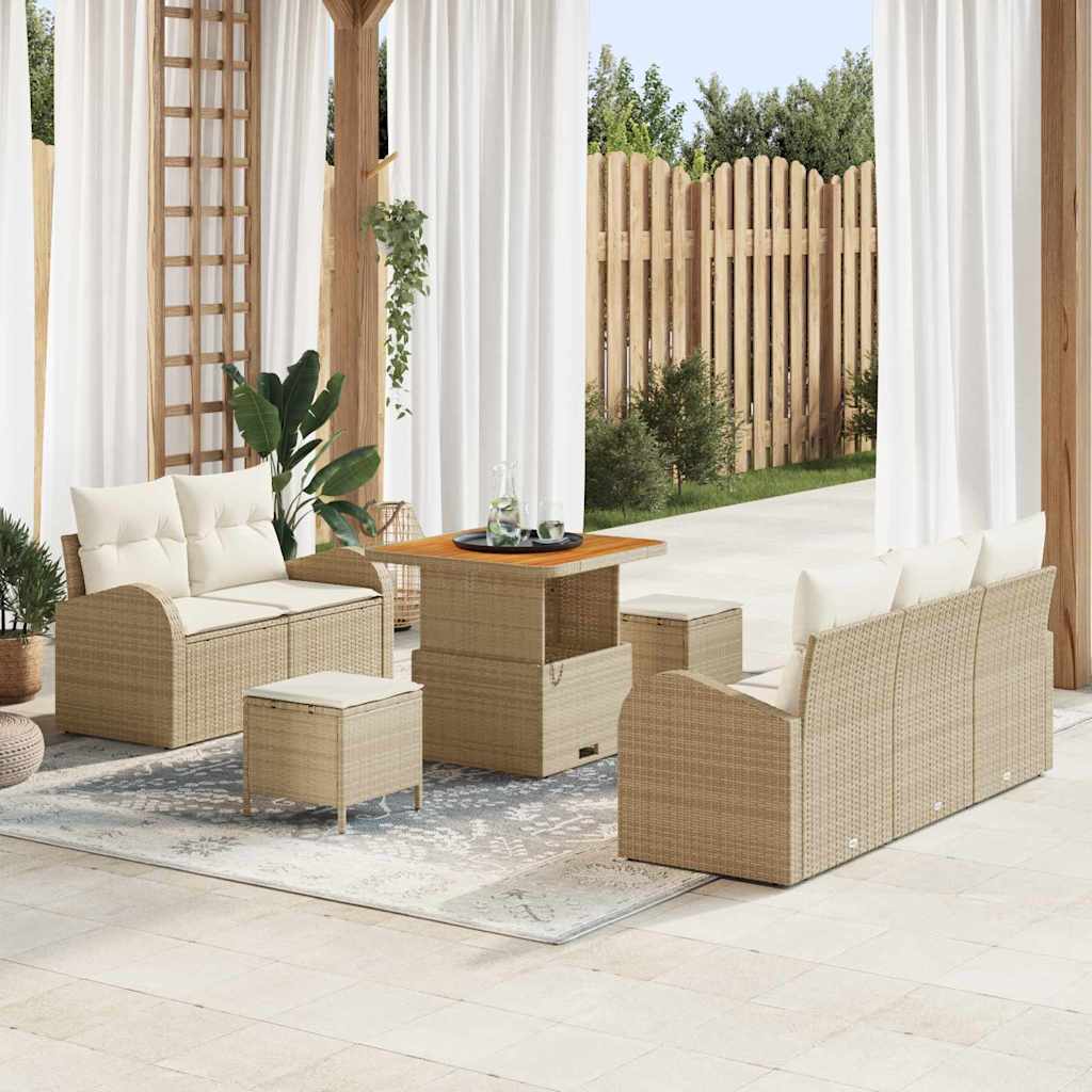 Garten-Sofa-Set 8 stk. 7-Sitzanzahl Beige und Creme