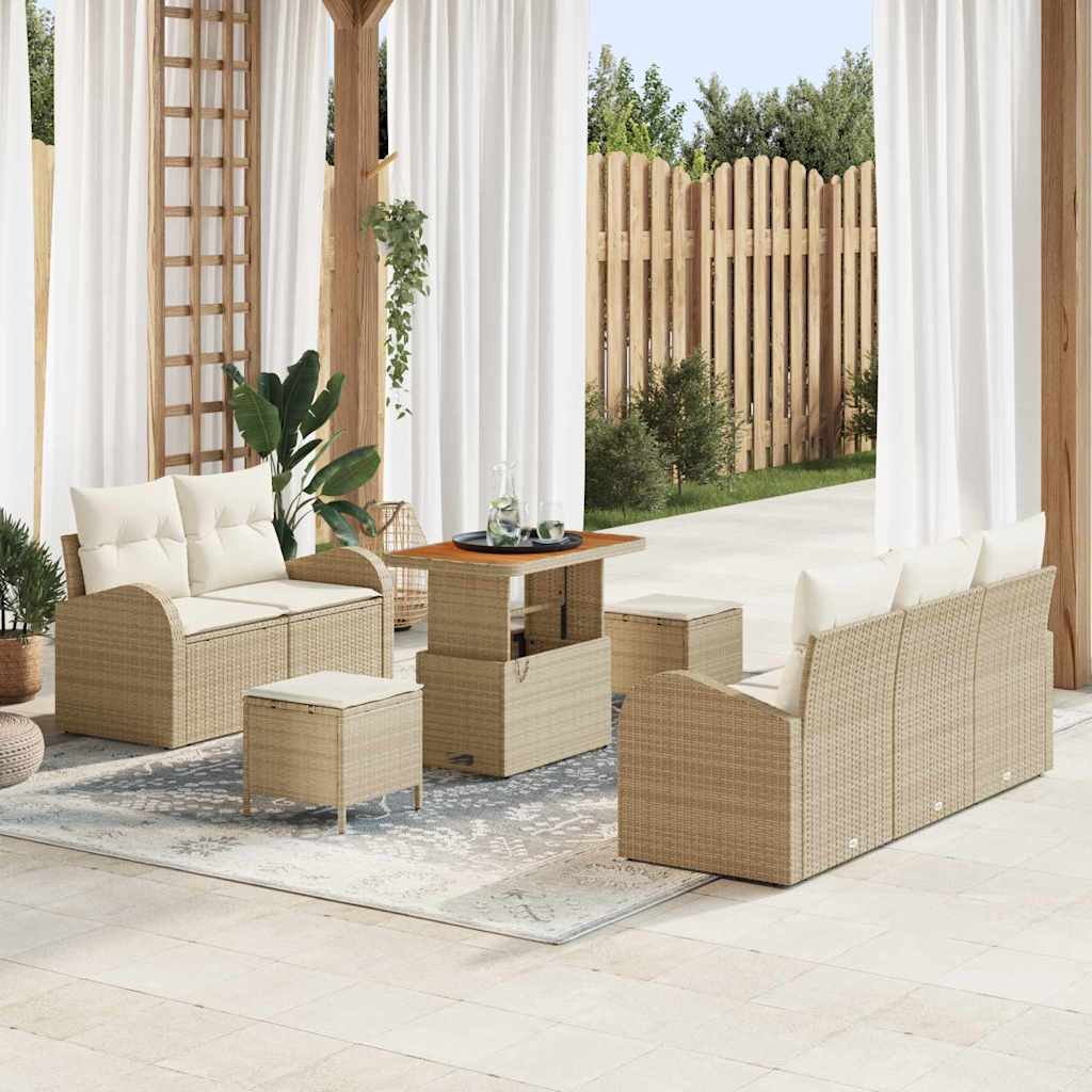Garten-Sofa-Set 8 stk. 7-Sitzanzahl Beige und Creme