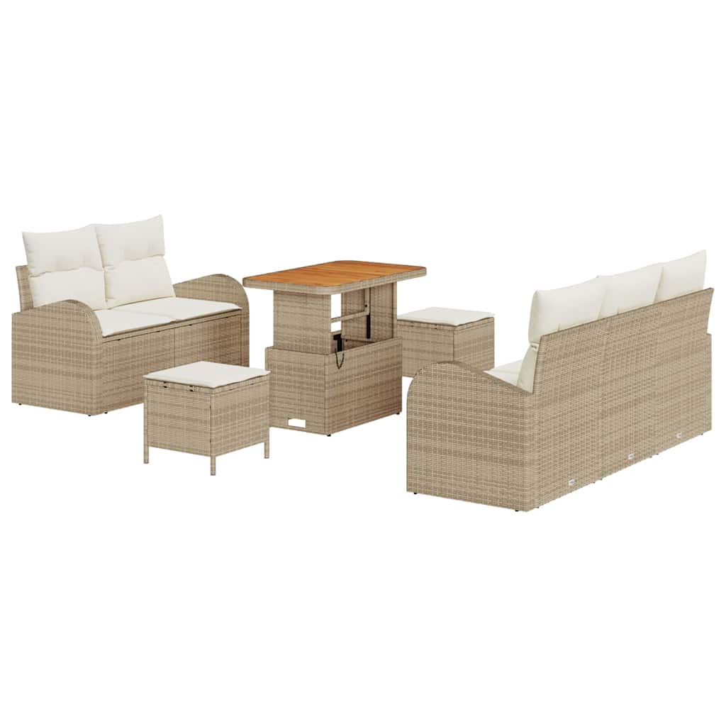 Garten-Sofa-Set 8 stk. 7-Sitzanzahl Beige und Creme