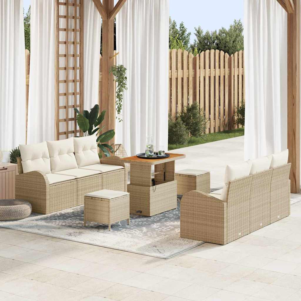 Garten-Sofa-Set 9 Stk. 8-Sitzanzahl Beige