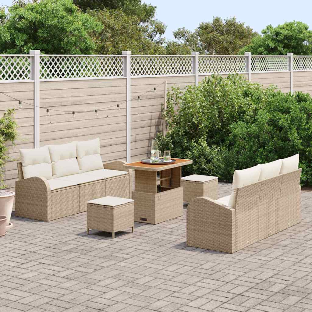 Garten-Sofa-Set 9 Stk. 8-Sitzanzahl Beige
