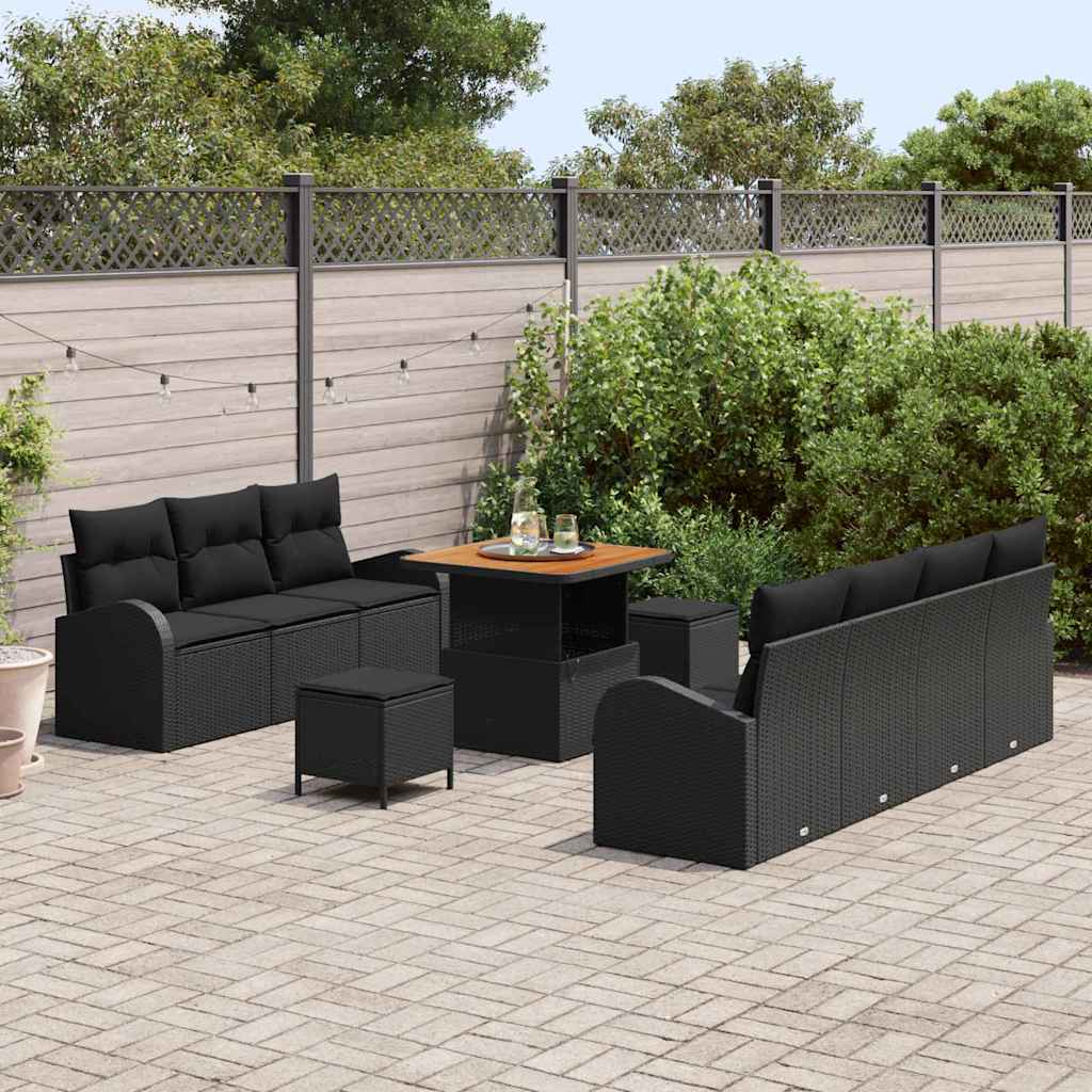 Garten-Sofa-Set 10 stk. 9-Sitzanzahl Schwarz