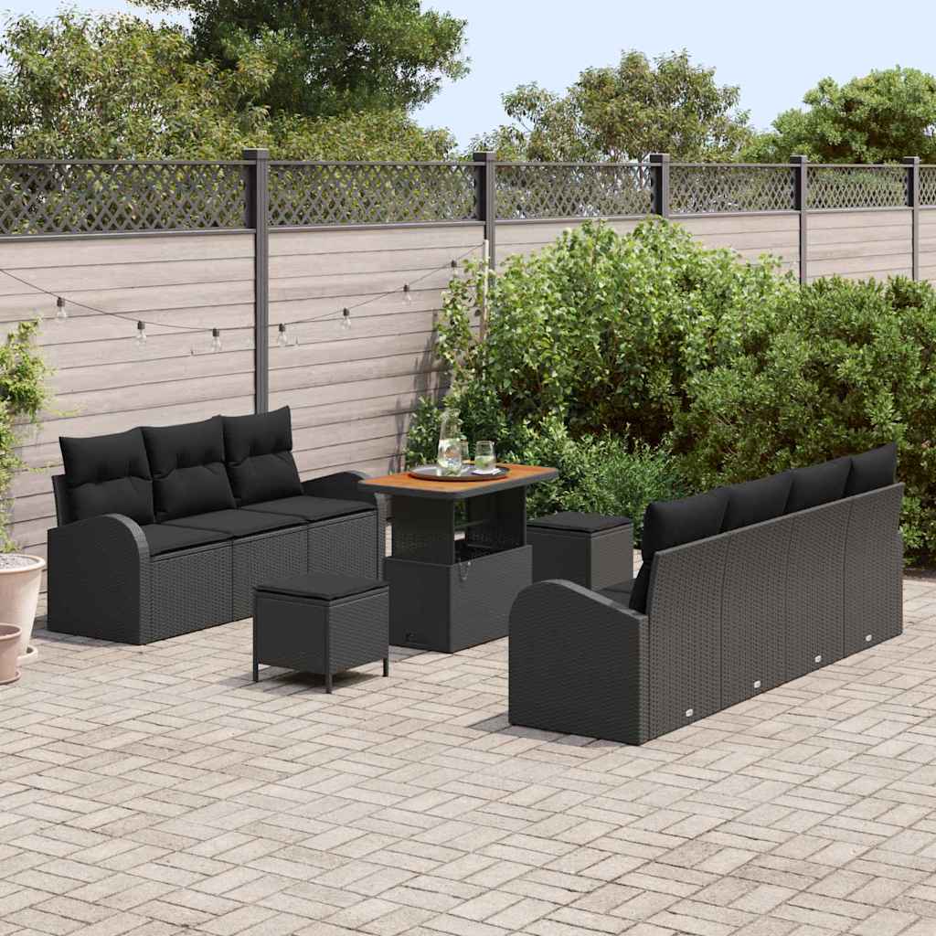Garten-Sofa-Set 10 stk. 9-Sitzanzahl Schwarz