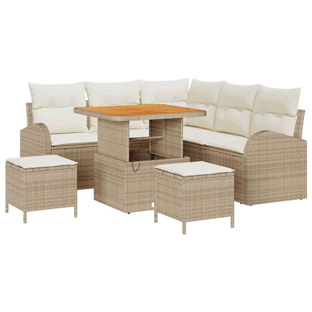 Garten-Sofa-Set 8 stk. 7-Sitzanzahl Beige und Creme