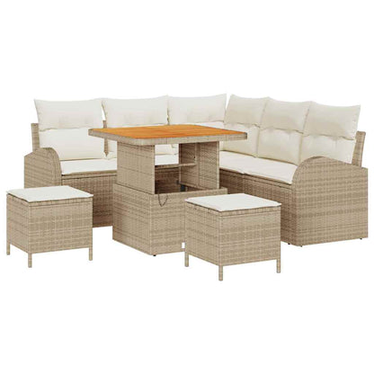 Garten-Sofa-Set 8 stk. 7-Sitzanzahl Beige und Creme