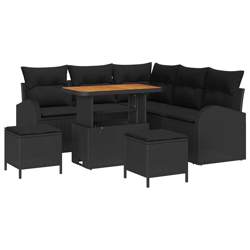 Garten-Sofa-Set 8 stk. 7-Sitzanzahl Schwarz