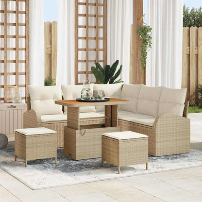Garten-Sofa-Set 8 stk. 7-Sitzanzahl Beige und Creme