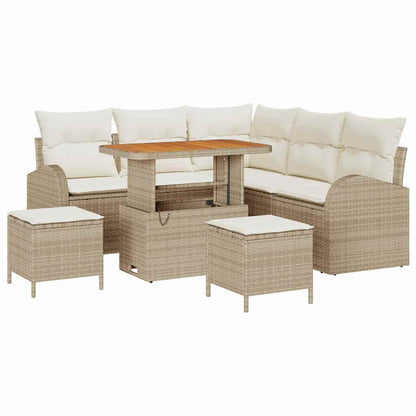 Garten-Sofa-Set 8 stk. 7-Sitzanzahl Beige und Creme