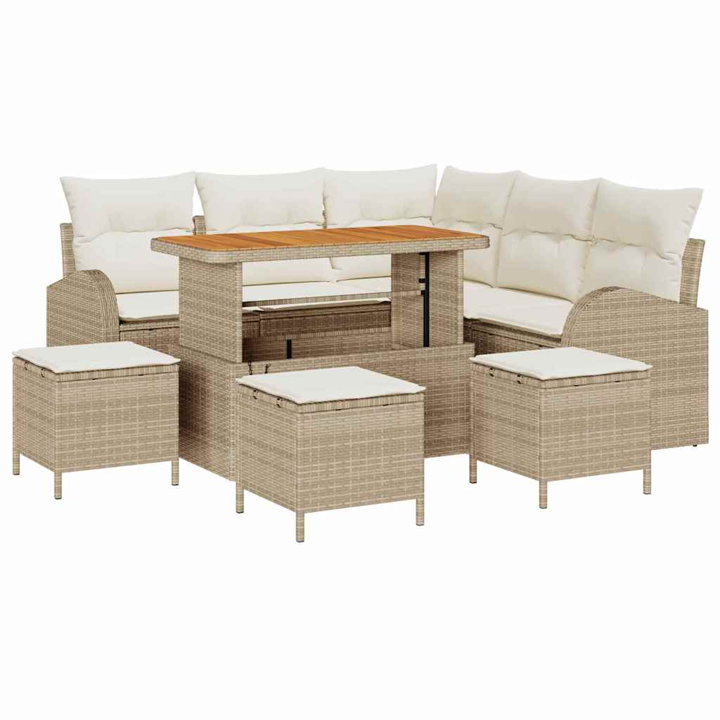 Garten-Sofa-Set 9 stk. 8-Sitzanzahl Beige und Creme