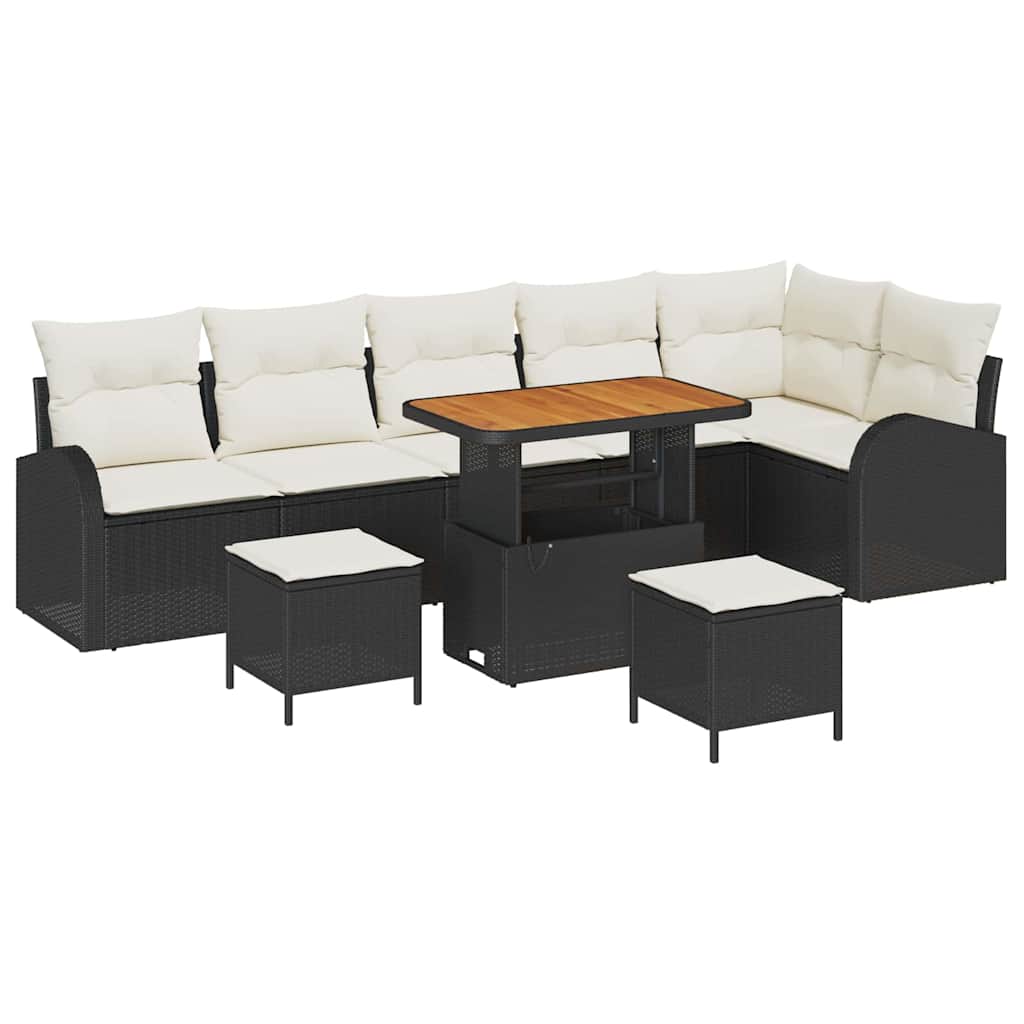 Garten-Sofa-Set 9 stk. 8-Sitzanzahl Schwarz und Creme
