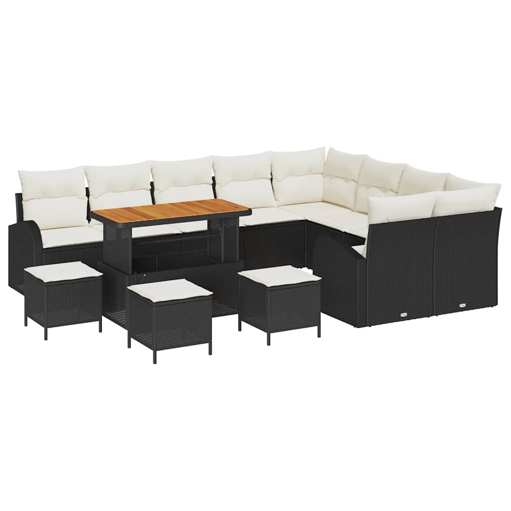 Garten-Sofa-Set 13 stk. 12-Sitzanzahl Schwarz und Creme