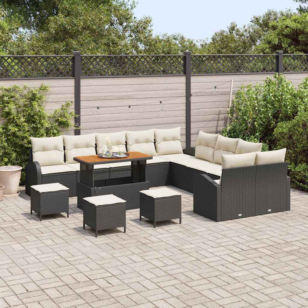 Garten-Sofa-Set 14 stk. 13-Sitzanzahl Schwarz und Creme