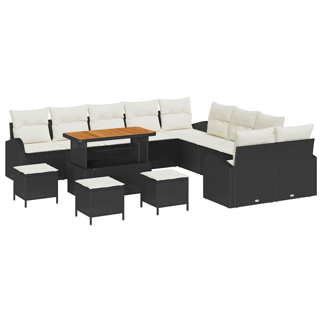 Garten-Sofa-Set 14 stk. 13-Sitzanzahl Schwarz und Creme