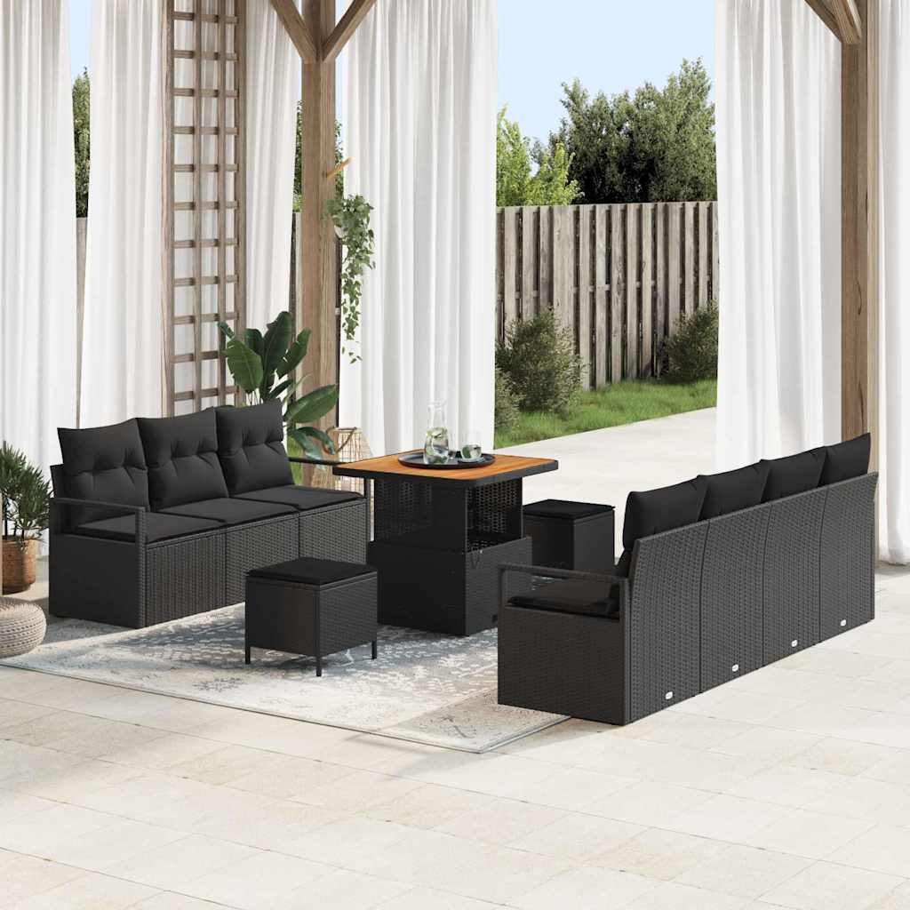 Garten-Sofa-Set 10 stk. 9-Sitzanzahl Schwarz