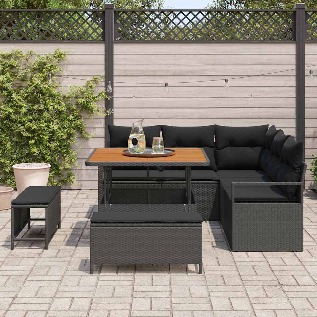 Garten-Sofa-Set 8 stk. 7-Sitzanzahl Schwarz