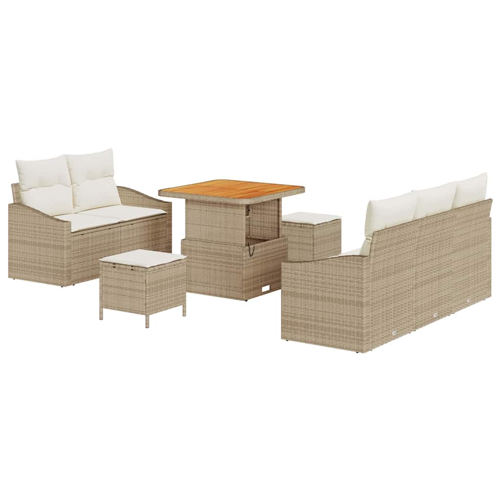 Garten-Sofa-Set 8 Stk. 7-Sitzanzahl Beige