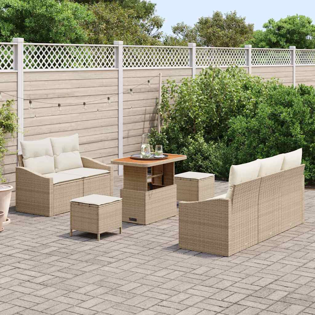 Garten-Sofa-Set 8 Stk. 7-Sitzanzahl Beige