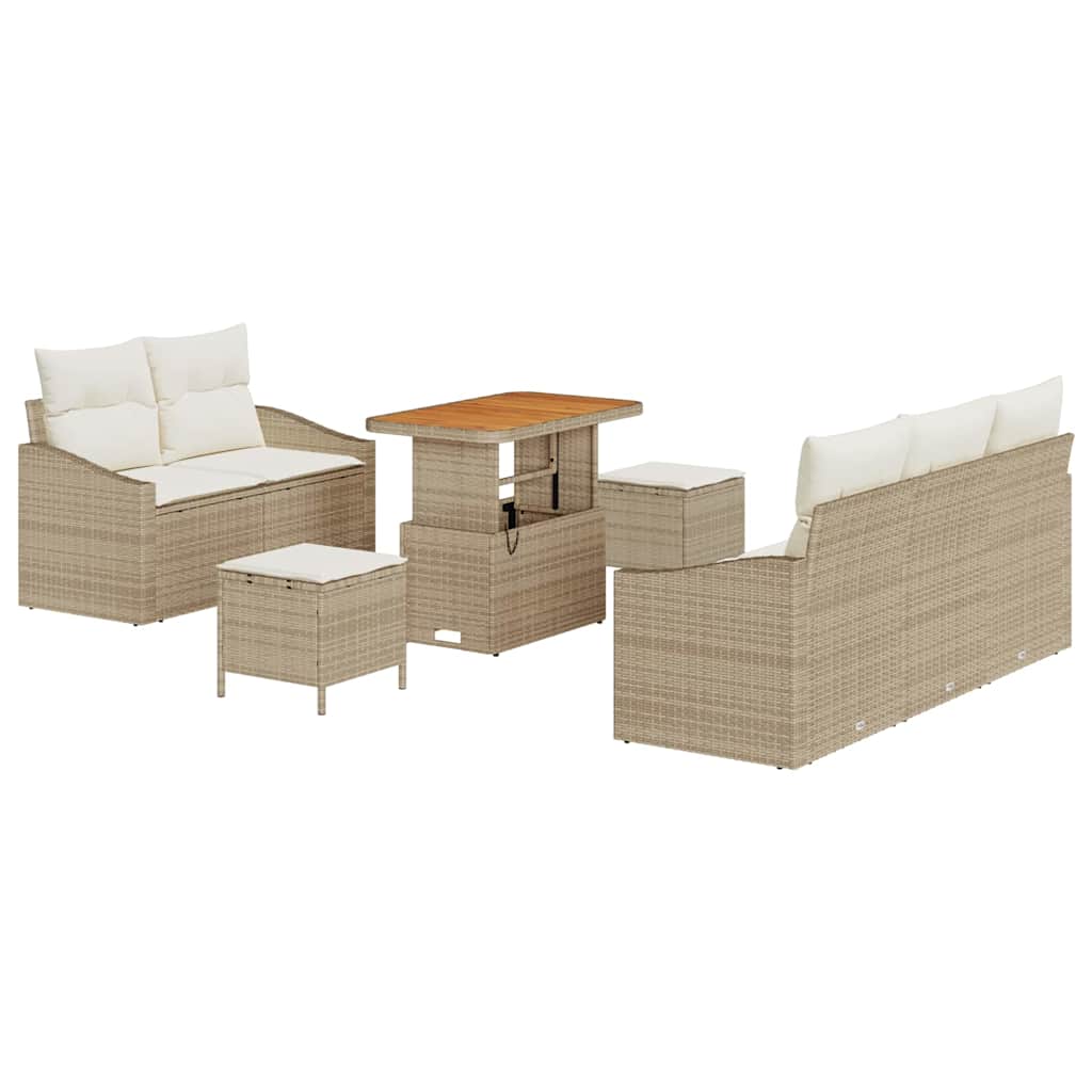 Garten-Sofa-Set 8 Stk. 7-Sitzanzahl Beige