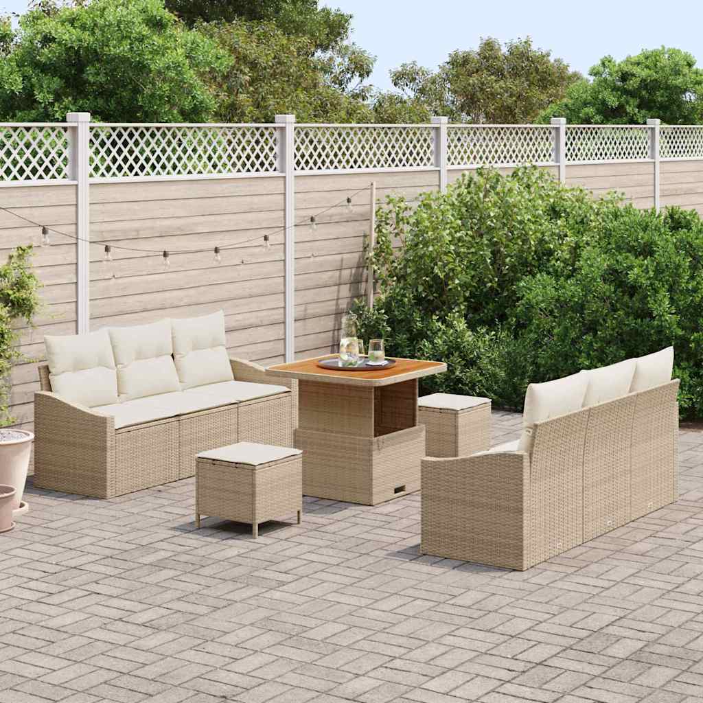 Garten-Sofa-Set 9 Stk. 8-Sitzanzahl Beige
